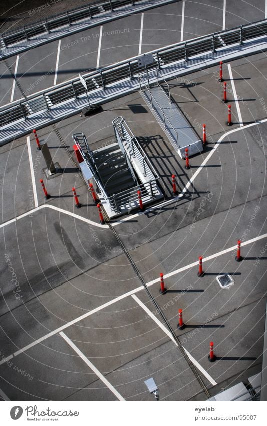 Test track for car park seekers (section 2) Parking garage Round Story Costs Gray Multistory Garage Motor vehicle Transport Day Concrete Steel