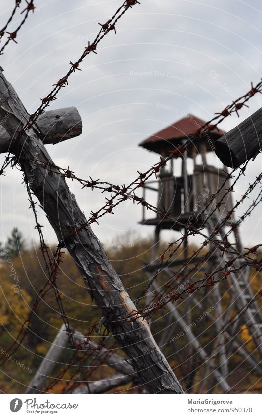 Prison Landscape Autumn Old town Wood Metal Sadness Death Fear Horror Stress Nerviness Colour photo Deserted Day Light Blur