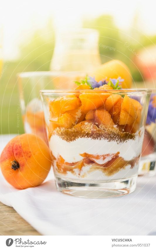 Apricot dessert with yoghurt and brown sugar Food Yoghurt Fruit Dessert Candy Nutrition Breakfast Buffet Brunch Organic produce Vegetarian diet Diet Glass