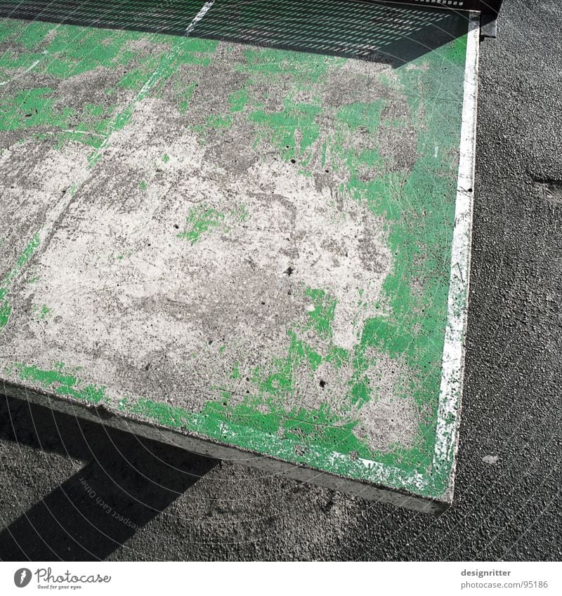 Well used Table tennis Table tennis table Green Second-hand Old Require Utilize Schoolyard Street Useful playground youth sports need needful Youth culture