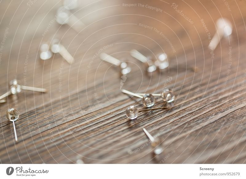 Go get a Band-Aid... Office work Business Needle Pin Glittering Round Point Silver Chaos Planning Wooden table Acrylic Colour photo Detail