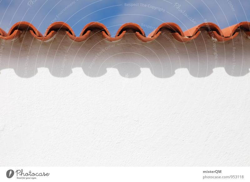 ^V^V^V^V^V^ Wall (barrier) Wall (building) Facade Roof Esthetic Roofing tile Undulation Undulating White Summer vacation Summery Red Mediterranean Symmetry