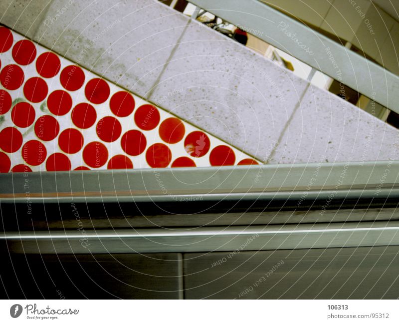 THIS IS THE POINT Tunnel Underground Retro Old-school Circle Escalator Going Subsoil London Underground Across Red Manmade structures Derelict Industry Tall