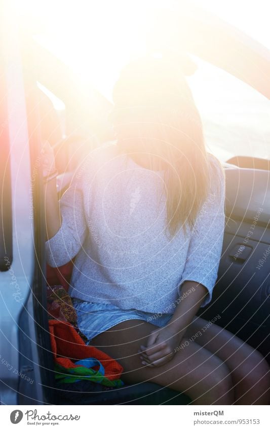 After Surf. 1 Human being Esthetic Contentment Car Sit Relaxation Sun Sunset Sunlight Sunbeam Vacation & Travel Vacation photo Vacation destination