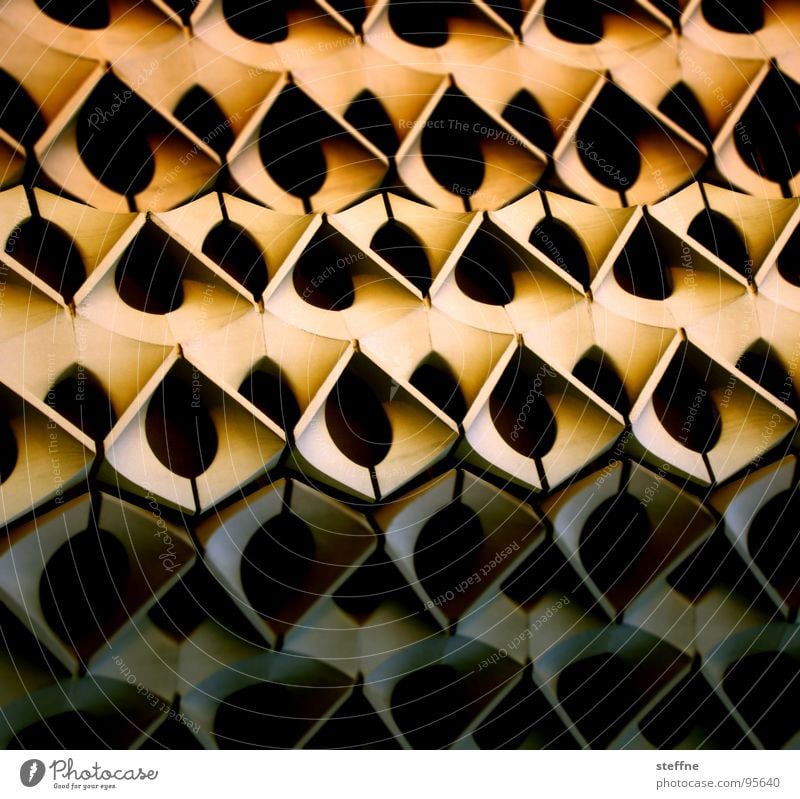 façade Facade Wall (building) Chemnitz Multi-purpose city hall Black Yellow Light Geometry Detail Sun Shadow Honey-comb