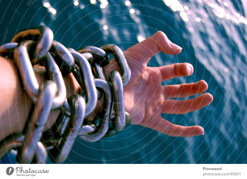 walk the line II Shadow play Captured Surround Shackled Blue tint Passion Emotions Chain Hair and hairstyles Movement freight collect chained Visual spectacle