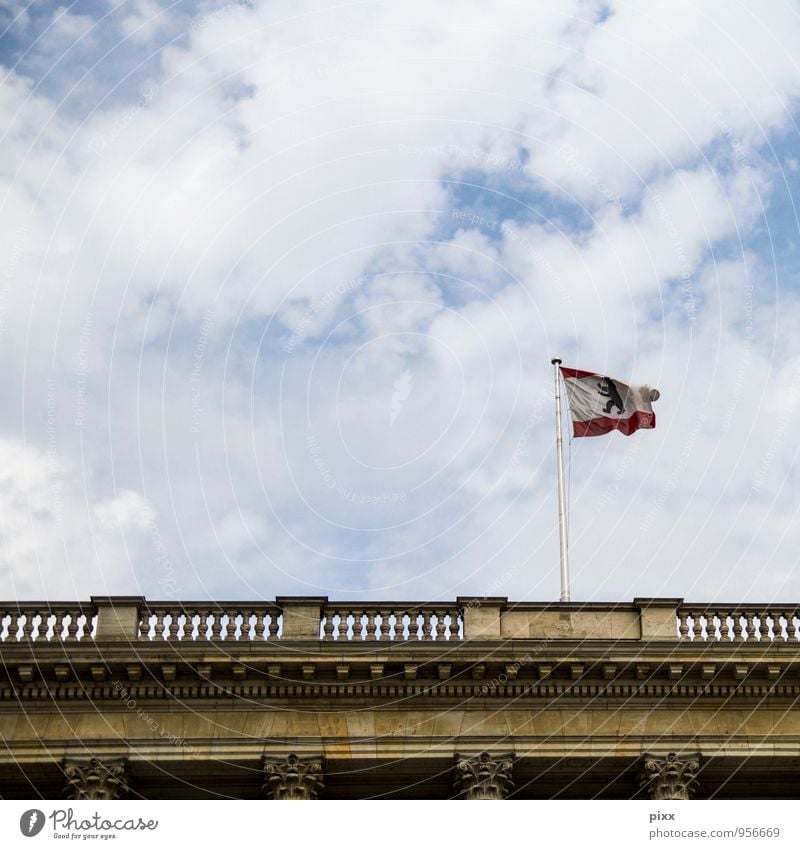 cloudy bear Flag Society Sky blue Clouds in the sky Berlin Bear Flagpole Tourism Freedom small capitals Capital of a pillar Column Manmade structures