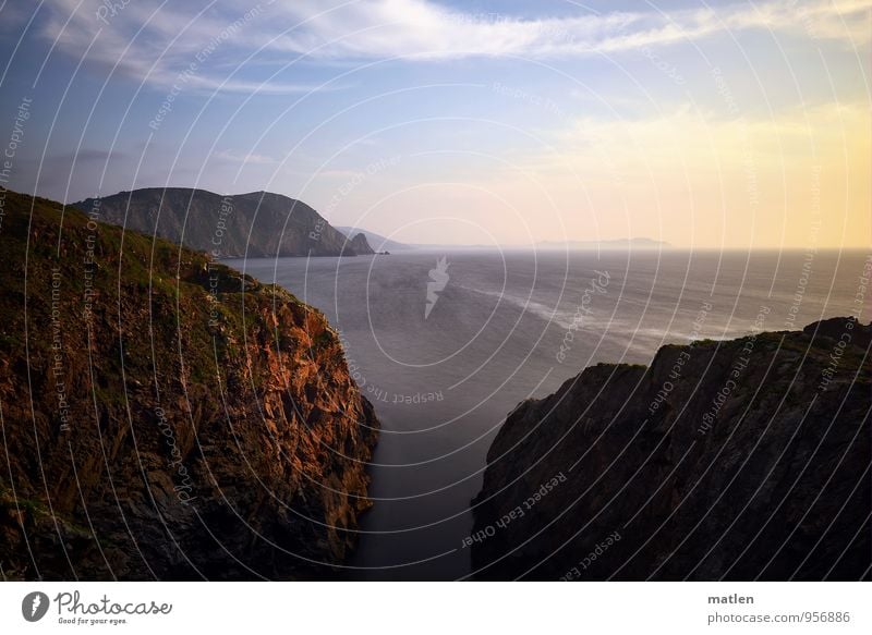 inter Landscape Water Sky Clouds Horizon Sunrise Sunset Weather Beautiful weather Rock Mountain Canyon Coast Ocean Blue Brown Gold Current Beach Galicia