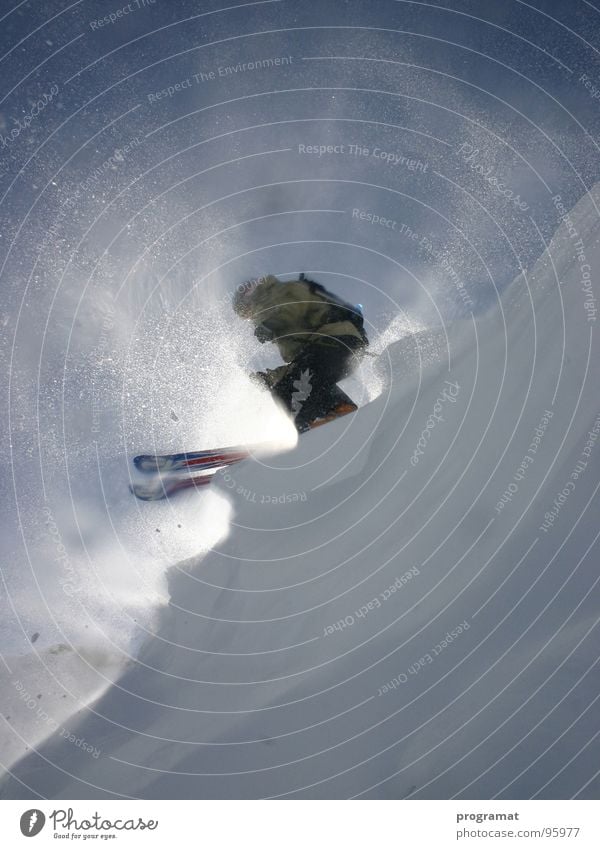 freeriding "on the edge" Winter Skier Winter sports Deep snow Hohen Tauern NP White Dangerous Cold Hard Wind Austria Exterior shot Portrait format Mountain Snow