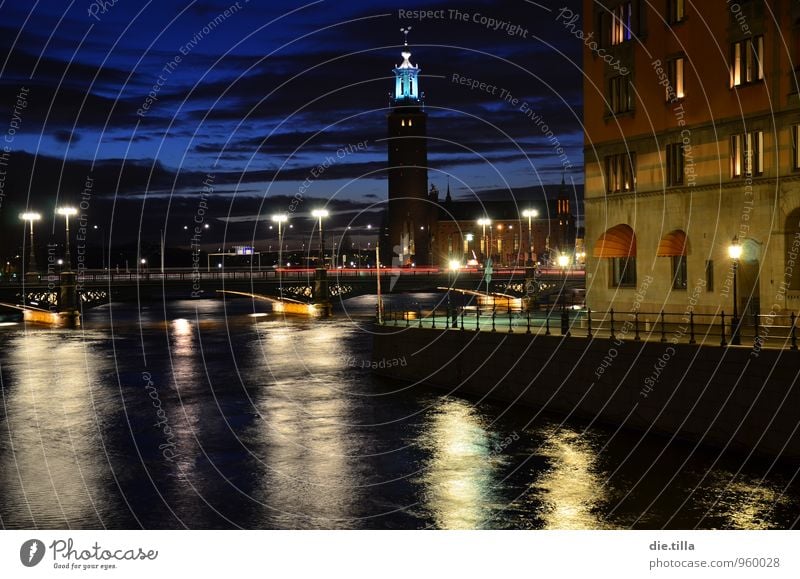 One evening, in the most beautiful city in the world... Water Sky Clouds Night sky River Norrström Stockholm Sweden Europe Capital city Downtown Bridge Facade