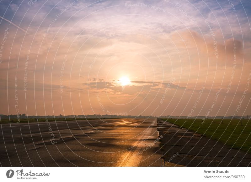 Sunset - Street Environment Nature Landscape Sky Clouds Sunrise Sunlight Summer Autumn Beautiful weather Meadow Berlin tempelhofer field Runway Discover Driving