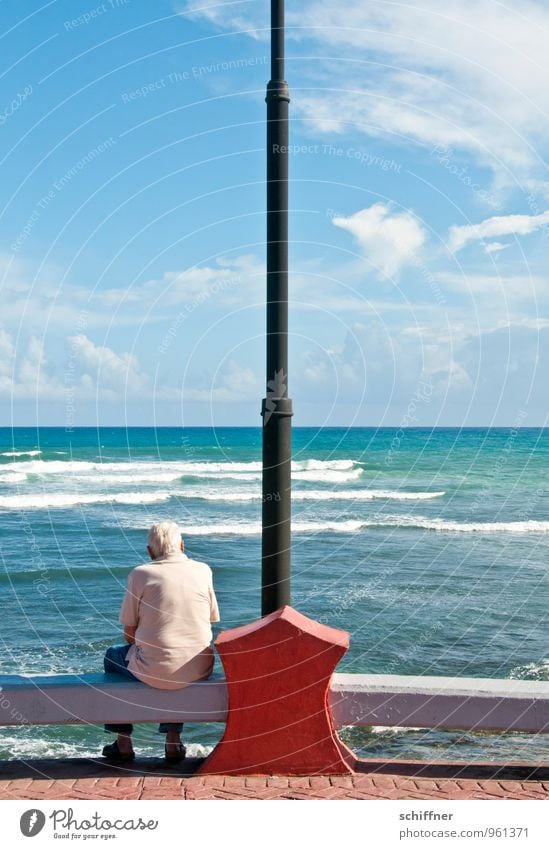 the old man and the sea Human being Masculine Man Adults Male senior Grandfather Senior citizen Life Back 1 60 years and older Sky Clouds Beautiful weather