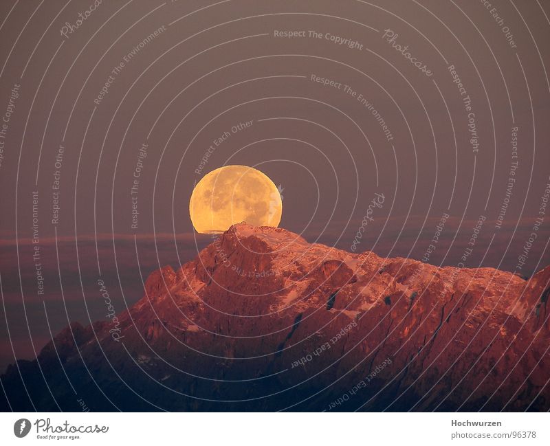 full moon Full  moon Dachstein mountains Night Mountain Weather Gutenberg House greifenberg reed moss Schladming Romance Gorgeous Beautiful Moonrise Peak