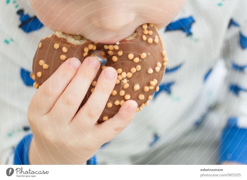 Delicious taster Food Dessert Candy Eating To have a coffee Masculine Child Infancy Hand Fingers 1 Human being 3 - 8 years Top To enjoy Good Bright Round Soft