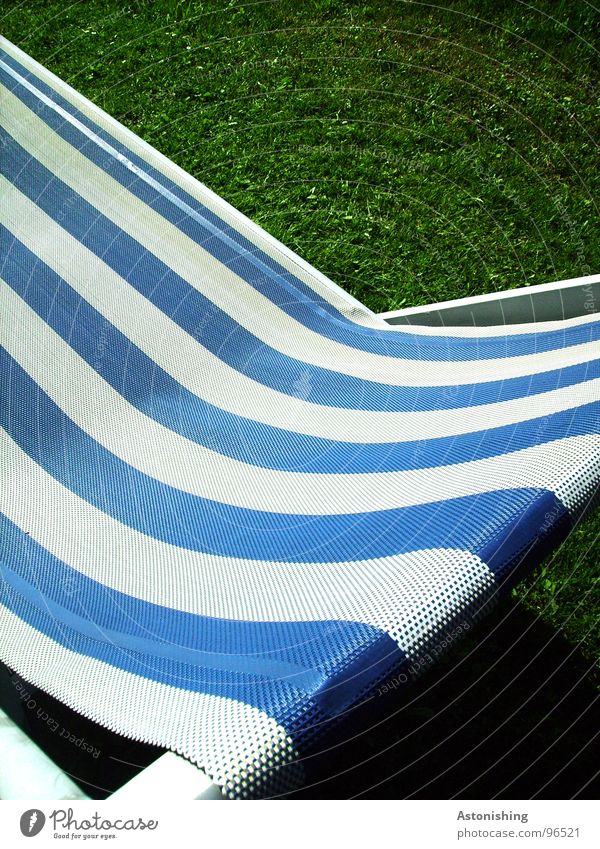 the blue stripes Relaxation Calm Leisure and hobbies Vacation & Travel Summer Plant Grass Cloth Stripe Blue Green White Couch Striped Cloth pattern Colour photo