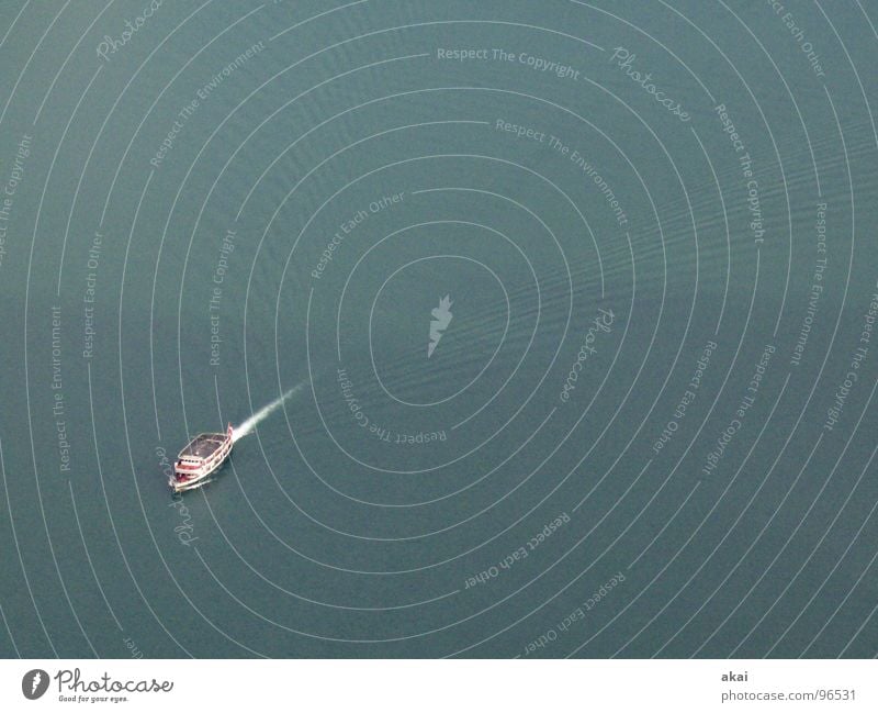 Lonely ship Watercraft Lake Navigation Lake Lucerne Waves Foam White crest Switzerland Deep Wet akai