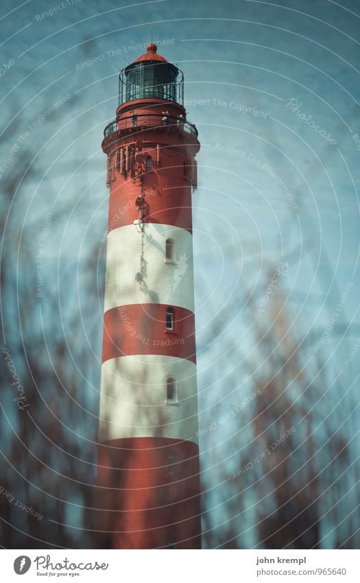 Erection (seen from above) Amrum Germany Fishing village Lighthouse Facade Landmark Illuminate Happy Historic Tall Retro Red White Loyal Friendship Together