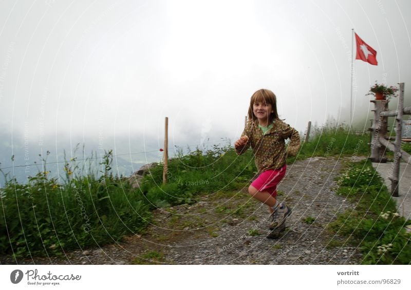 swiss ice skating Girl Child Switzerland Flag Grass Meadow Joy Ice Mountain Alpine pasture Lanes & trails Walking Patch hag