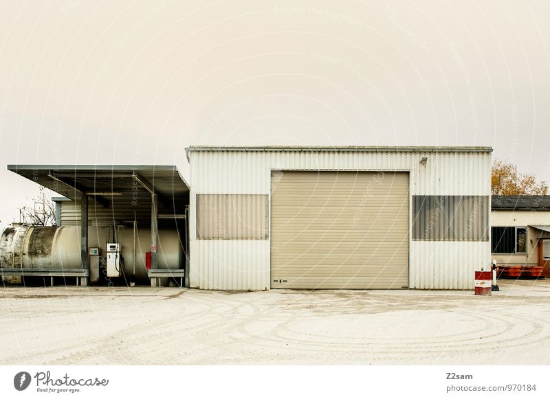 Industrial Romanticism II Industrial plant Building Architecture Gravel plant Petrol station Dirty Sharp-edged Simple Cold Trashy Gloomy Town Calm Business