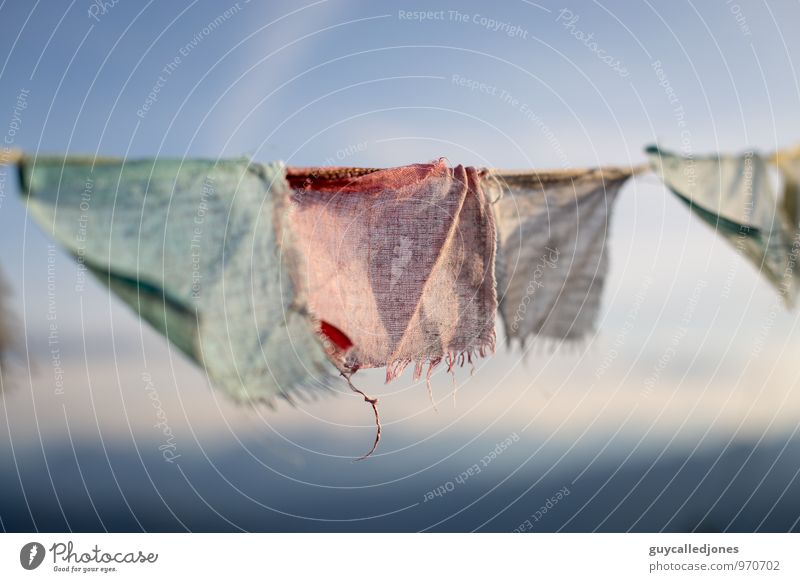 prayer flag Landscape Beautiful weather Flag Prayer flags Happy Contentment Joie de vivre (Vitality) Optimism Power Willpower To console Responsibility Purity