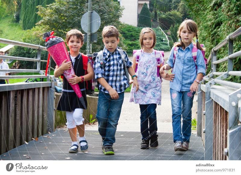 School enrolment, First day of school Parenting Education Study Schoolchild Student Child Brothers and sisters Friendship 4 Human being Walking Together