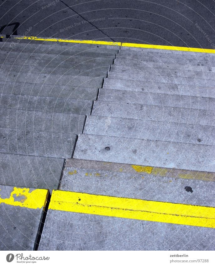 staircase Downward Upward Go up Descent Ascending Level Story Access Yellow Bright yellow Seam Detail Stone Minerals Stairs Difference Train station