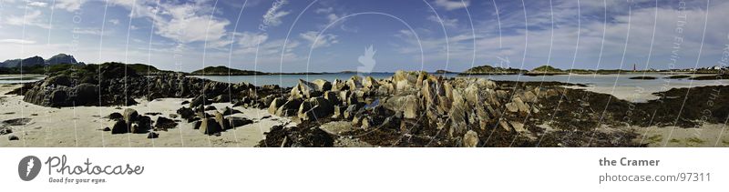 Andean beach Andenes Panorama (View) Ocean Norway Horizon Coast Clouds Loneliness Beautiful Calm Beach Water Vesteralen Stone Sand Arctic circle Sky Island