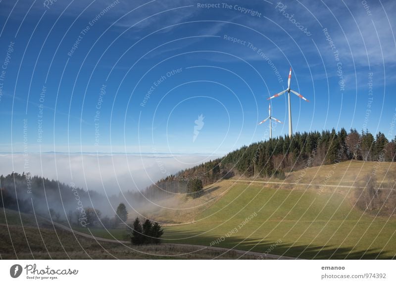 woodchip mat Vacation & Travel Trip Mountain Hiking Energy industry Renewable energy Wind energy plant Nature Landscape Air Sky Clouds Horizon Autumn Climate