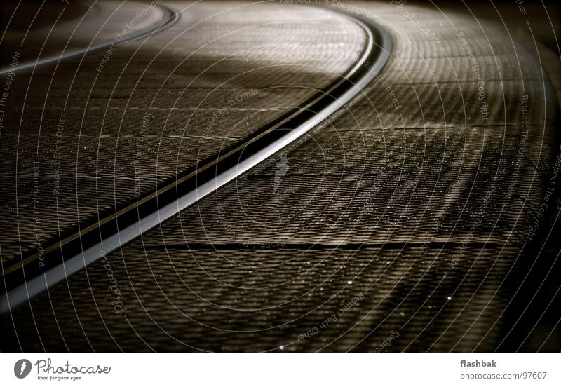 driving pleasure Railroad tracks Tram Bend Glittering Detail Level Curve