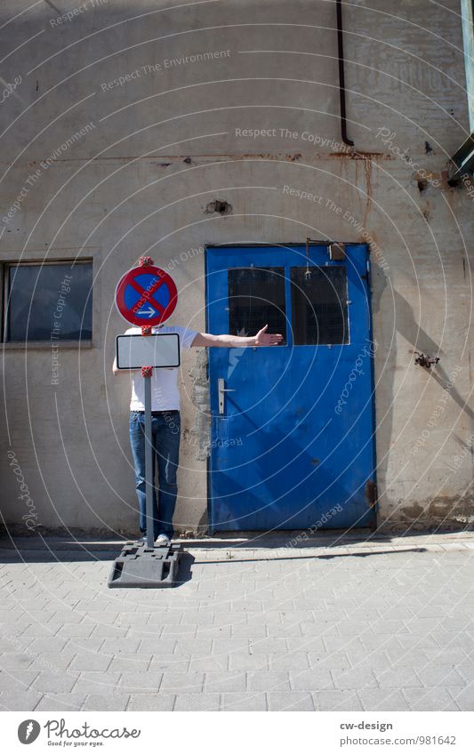 Hide and seek - no stopping Hiding place hiding covert game of hide-and-seek hidden face play hide and seek door Road sign Transport Road safety Inverted