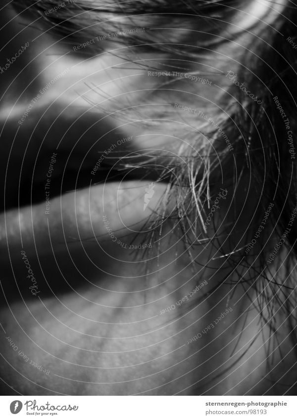 , Longing Self portrait Breath Breathe Woman Face of a woman Lips Dark Lust Macro (Extreme close-up) Close-up Fear Hair and hairstyles Mouth Black & white photo