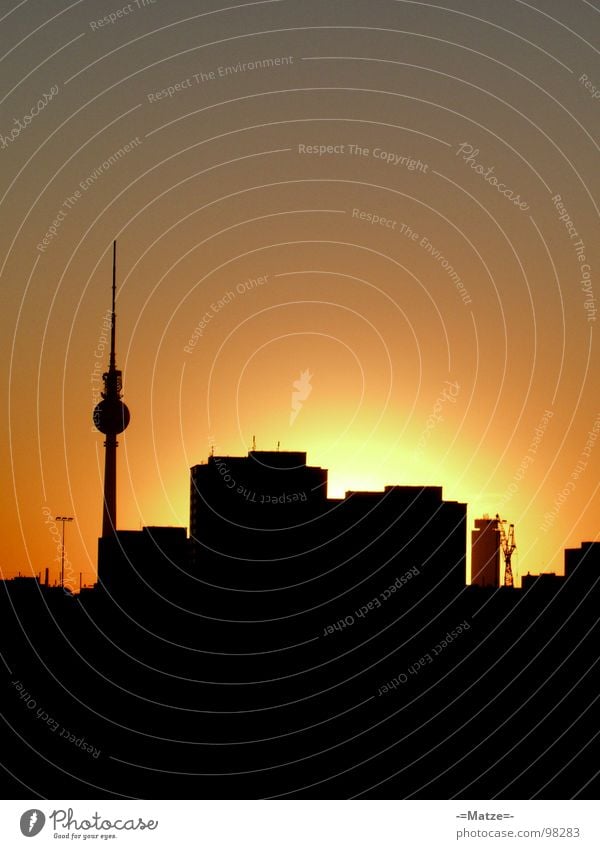 black with yellow Sunset Alexanderplatz Yellow Black Berlin Silhouette alexander Alexander Tower Skyline