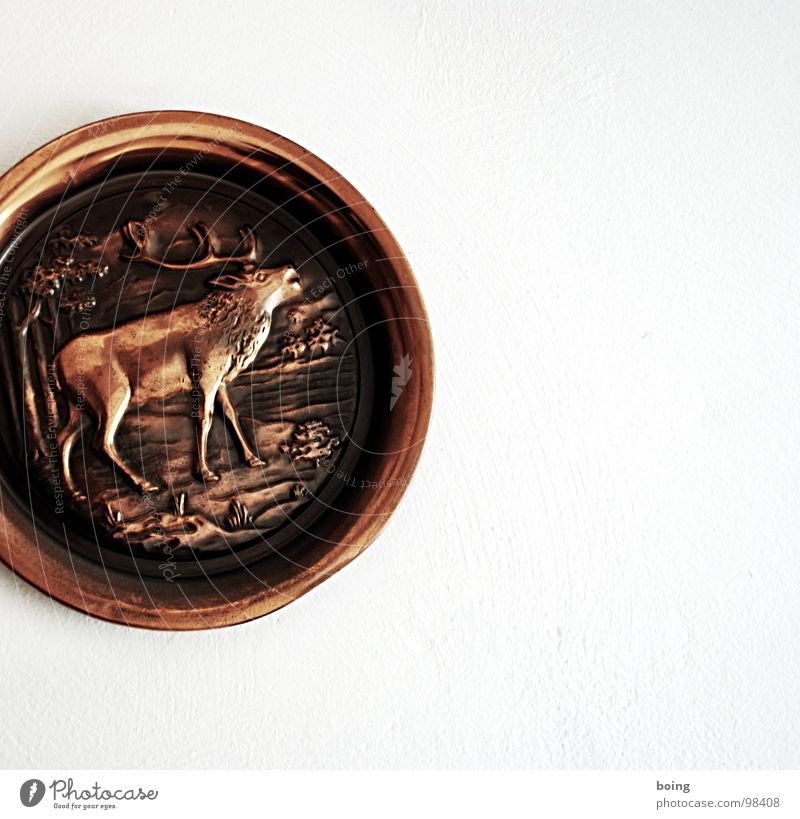 moo Deer Plate Copper Rutting season Hunter Game park Souvenir Lumberjack hut Ornaments Hunting Decoration Art Arts and crafts  Living room wall plate