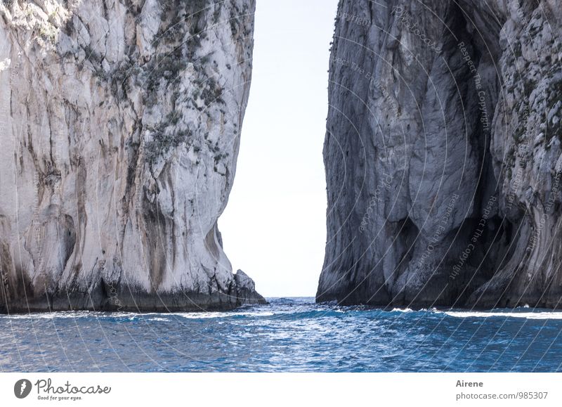 Humidity | climb over it Vacation & Travel Trip Summer vacation Ocean Landscape Elements Water Rock coast Mediterranean sea Island Capri Cliff Cervice Threat