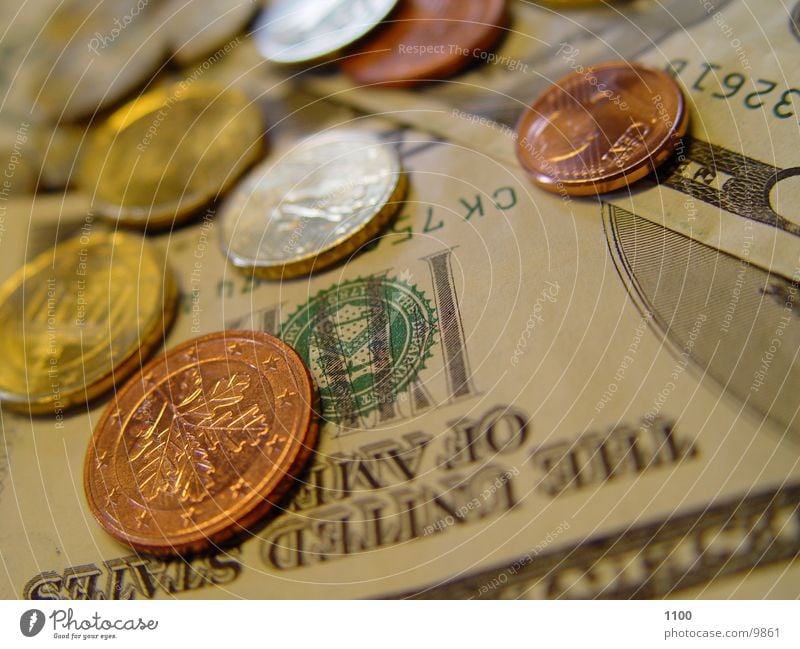 cash US Dollar Money Coin Bank note Cent Macro (Extreme close-up) Close-up Financial Industry Euro