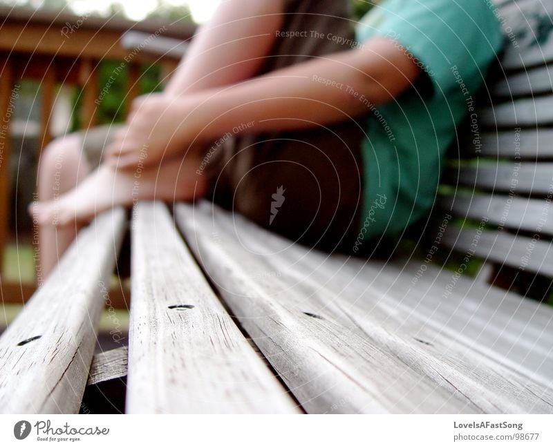 relaxing bench Relaxation Swing Wood flour Macro (Extreme close-up) Close-up outside feet child sitting