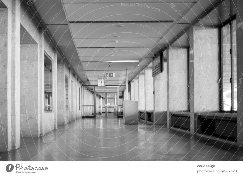 deserted corridor of the Tempelhof airport building Tempelhof Airport Berlin Corridor Hallway Gray Gloomy Airport Berlin-Tempelhof central airport Copy Space