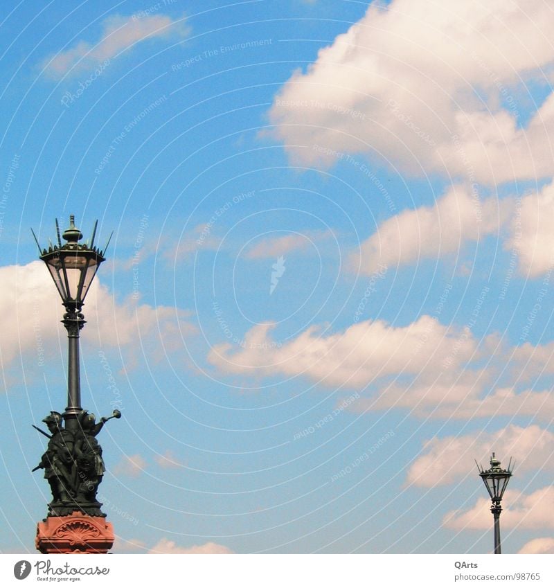 Sky over Berlin I - Lanterns Street lighting Lamp Clouds White Bridge Light Blue Moltke bridge Freedom Middle Flying