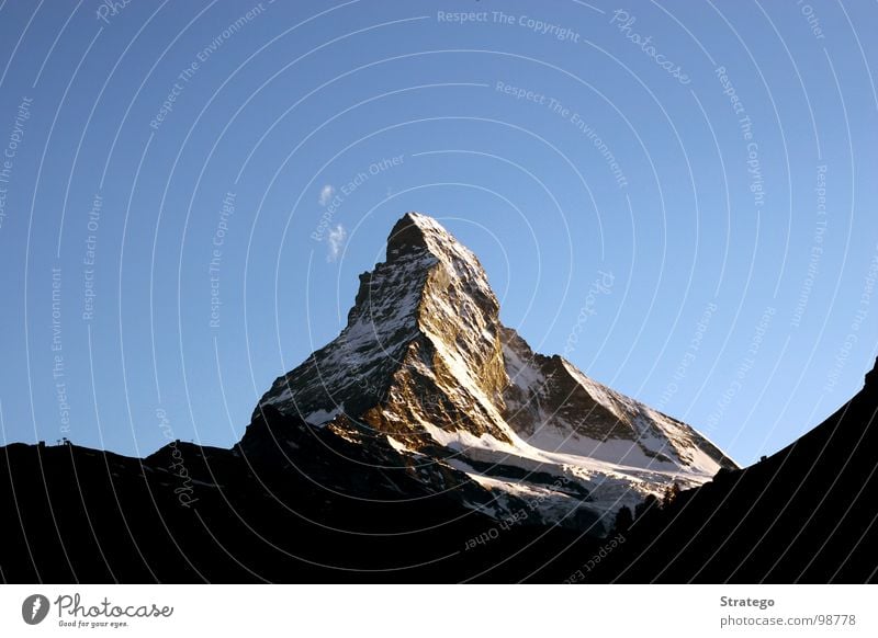 Matterhorn IV Zermatt Canton Wallis Switzerland Peak Mountain range Mountaineer Hiking Abseil Go up Mountain hiking Mountain ridge Clouds Might Sublime Large