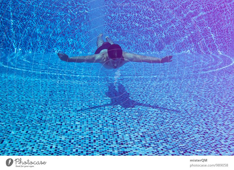 chill II Art Esthetic Dive Swimming & Bathing Swimming pool Water Man Virility Joy Sports Aquatics Shadow Perspective Futurism Action Colour photo