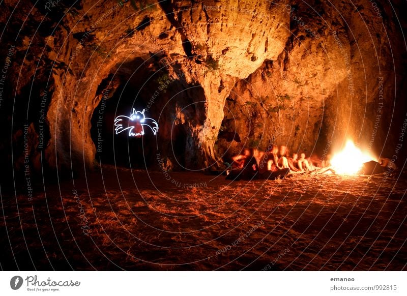 bat cave Vacation & Travel Adventure Freedom Expedition Camping Human being Friendship Youth (Young adults) Rock Sit Hot Bright Warmth Yellow Bat Cave