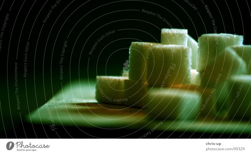 Sugar cubes II Lump sugar Sweet Sugar refinery White Sugarcane Brazil South America Green Brown Unhealthy Sugar beet Sharp-edged Square Crystal structure