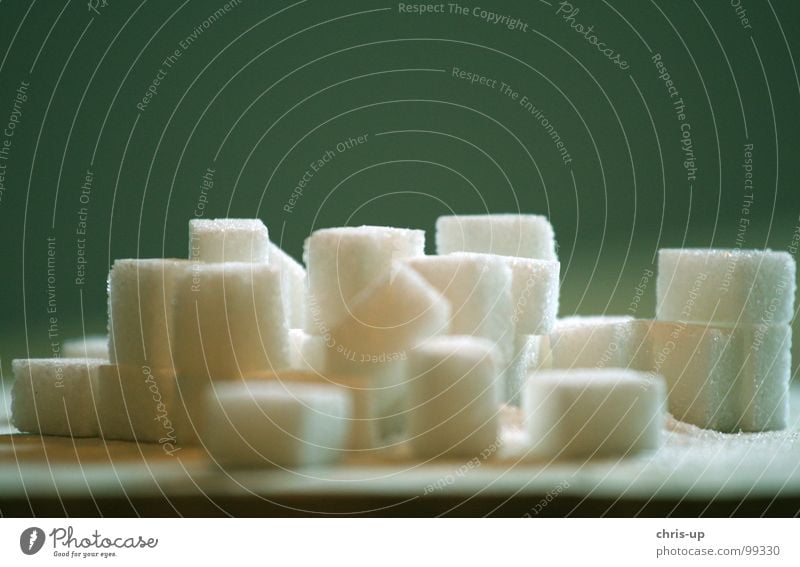 Sugar cubes III Lump sugar Sweet Sugar refinery White Sugarcane Brazil South America Green Brown Unhealthy Sugar beet Sharp-edged Square Crystal structure