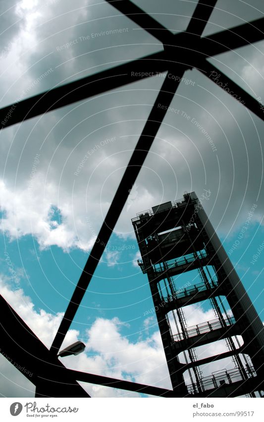 hamburg - heart of steel Steel Iron Worm's-eye view Aspire Large Clouds Sky Metal Steel construction Steel carrier Skyward Upward Detail Section of image