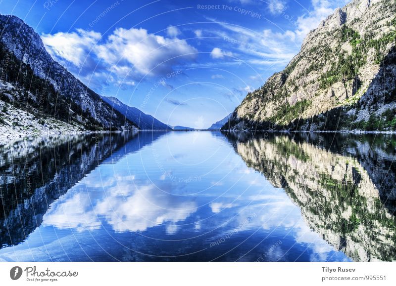 Crystal river Beautiful Sun Nature Water Sky Rock Mountain River Natural Blue Green Colour Peace Flow Downward Vantage point Spain Europe Beauty Photography