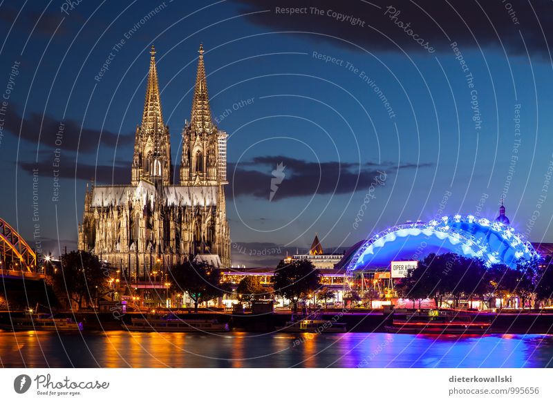 Cologne Cathedral III Church Dome Tourist Attraction Culture Art Colour photo Exterior shot Evening Twilight Deep depth of field