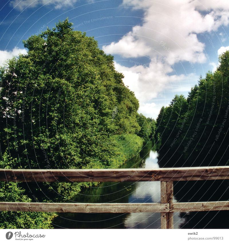 Canal Augustów again Environment Nature Landscape Plant Elements Air Water Sky Clouds Climate Beautiful weather Tree Brook River Bridge Bridge railing Transport