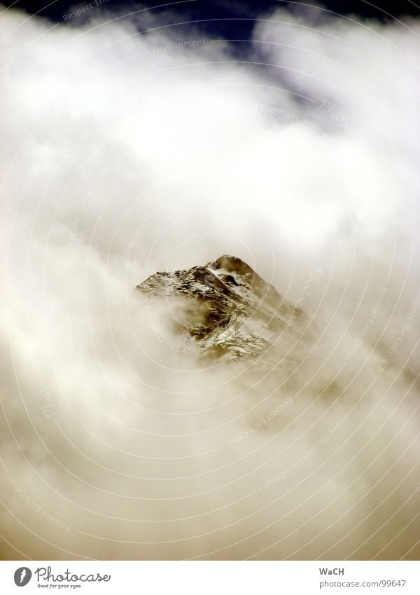 Pihapper in the fog Peak Clouds Fog Snow Sky Mountain Leisure and hobbies Mountaineering pihapper Mittersill Salzburg Pinzgau Felbertal Valley onset of winter