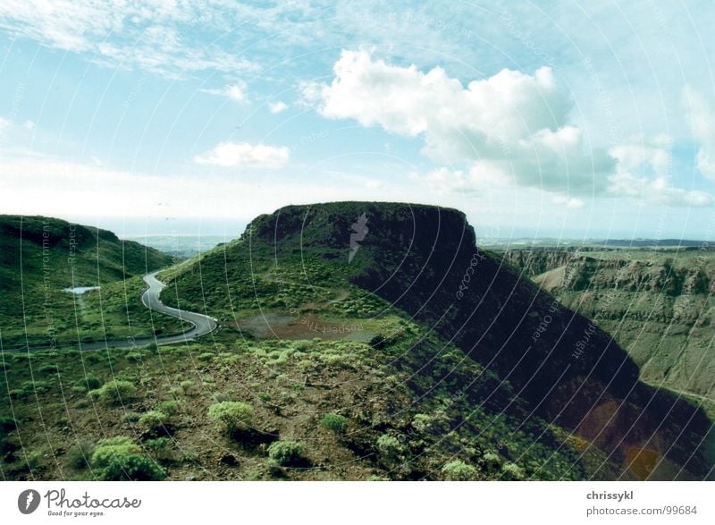 Mountain in the Canyon Clouds Gran Canaria Green Vacation & Travel Summer Landscape Street Blue