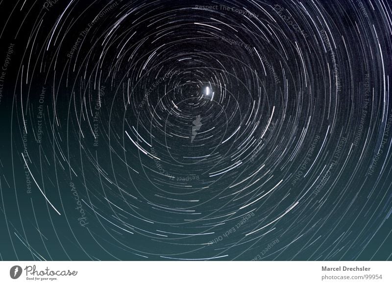 Polaris Polar star Night Black White Long exposure Middle Celestial bodies and the universe star circles Universe Circle polaris celestial pole North Pole